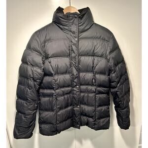Lands End Down Puffer Jacket Black Women’s Size Small 6-8